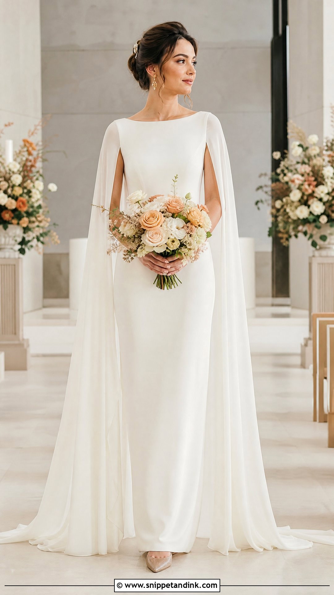 Ivory Cape Sleeve Soft Autumn Wedding Dress - Snippet and Ink - 20 Soft Autumn Wedding Dress Ideas