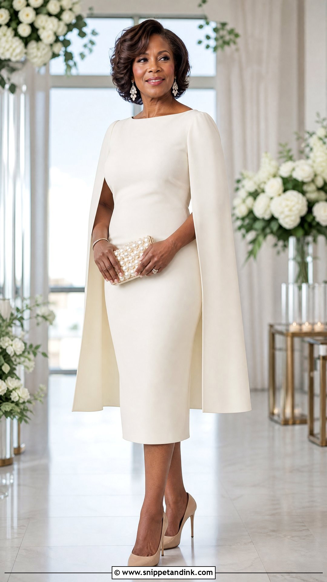Ivory Cape Sleeve Vow Renewal Dress - Snippet and Ink - 20 Vow Renewal Dress 25th Anniversary Ideas