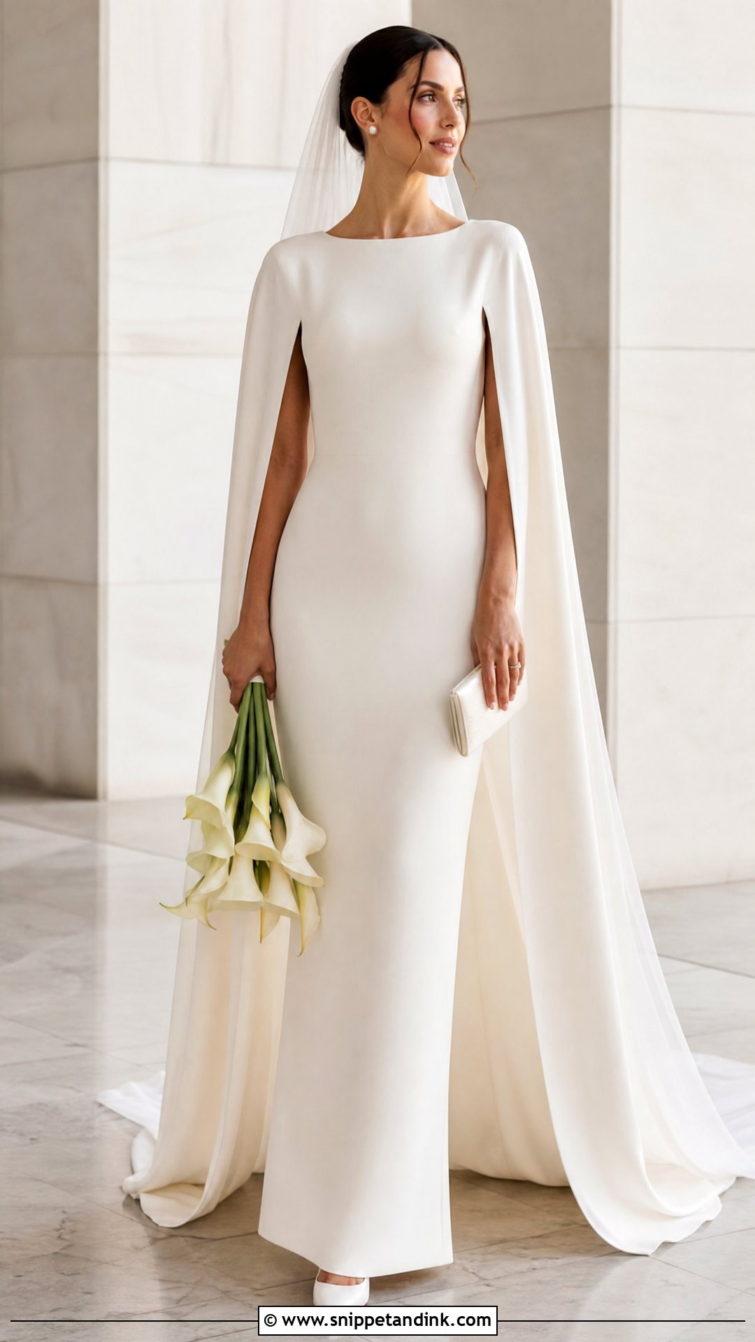 Ivory Cape Sleeve Wedding Dress - Snippet and Ink - 20 Vintage Ivory Wedding Dress Ideas