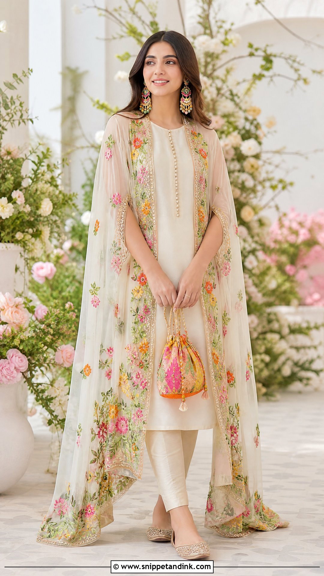 Ivory Cape Suit for Mehndi - Snippet and Ink - 20 Suit for Mehndi Function Ideas