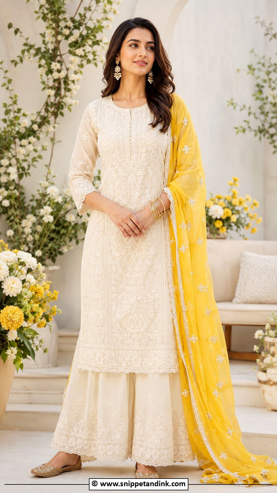 Ivory Chikankari Dholki Outfit - Snippet and Ink - 30 Dholki Outfit Ideas