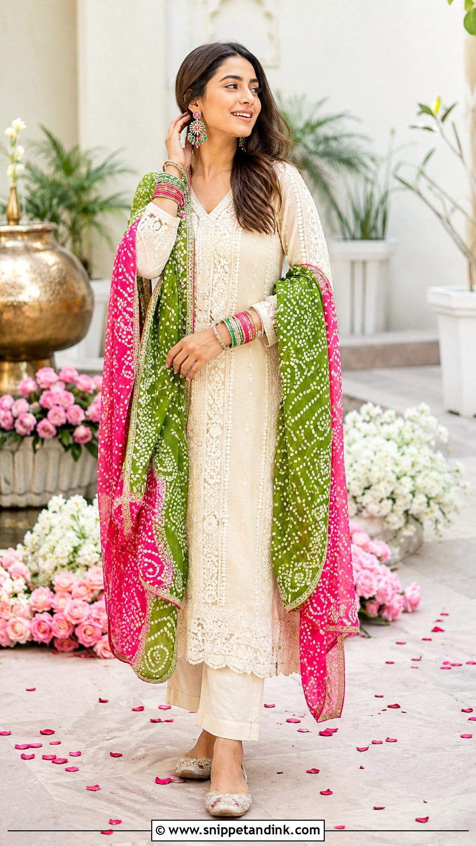 Ivory Chikankari Kurta Mehendi Outfit - Snippet and Ink - 20 Indian Wedding Mehendi Outfits