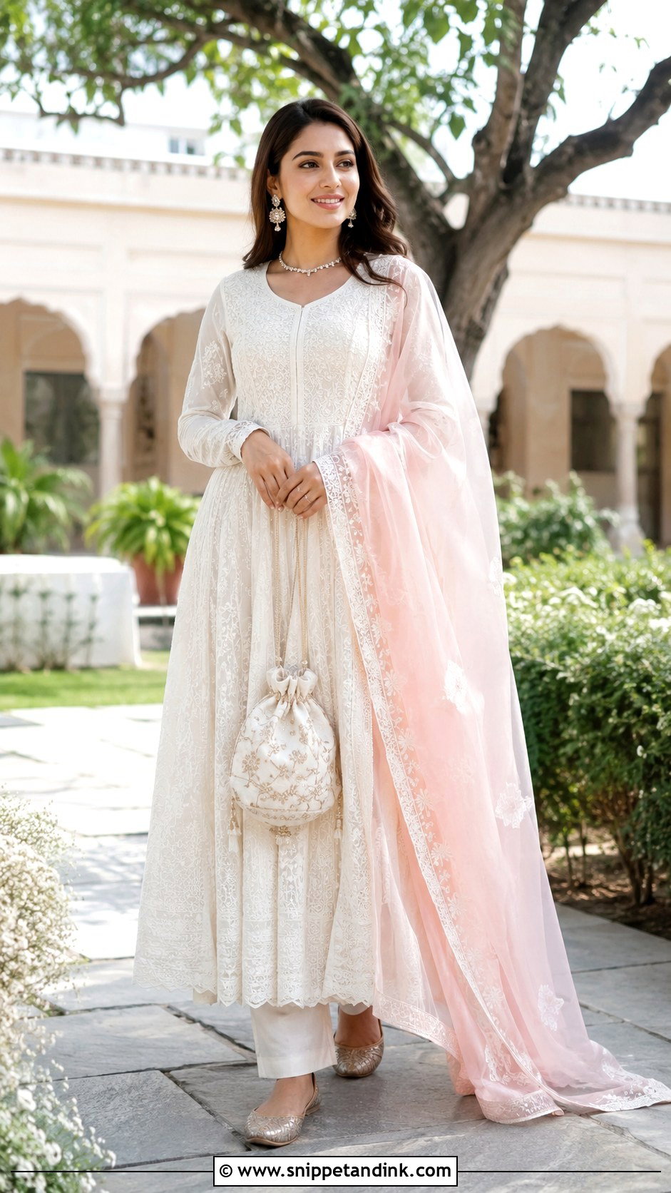 Ivory Chikankari Wedding Anarkali - Snippet and Ink - 20 Wedding Anarkali Ideas