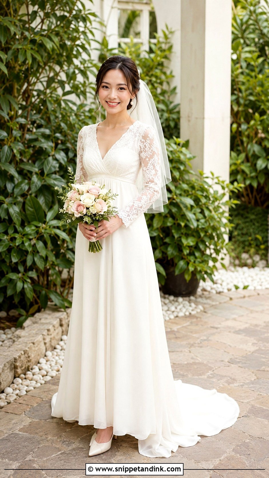 Ivory Column Wedding Dress With Long Sleeves - Snippet and Ink - 20 Ivory Wedding Dress with Sleeves