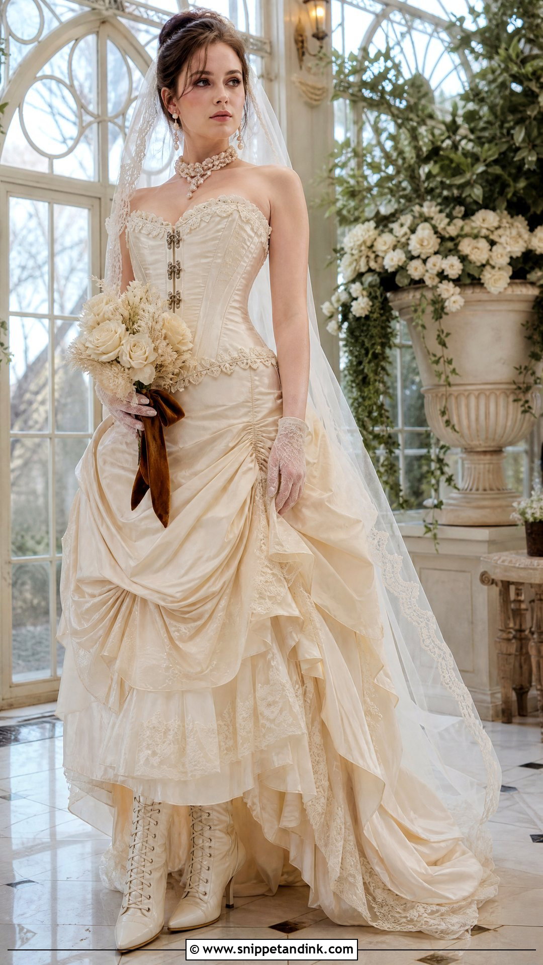 Ivory Corset Steampunk Wedding Dress - Snippet and Ink - 25 Steampunk Wedding Dress Ideas
