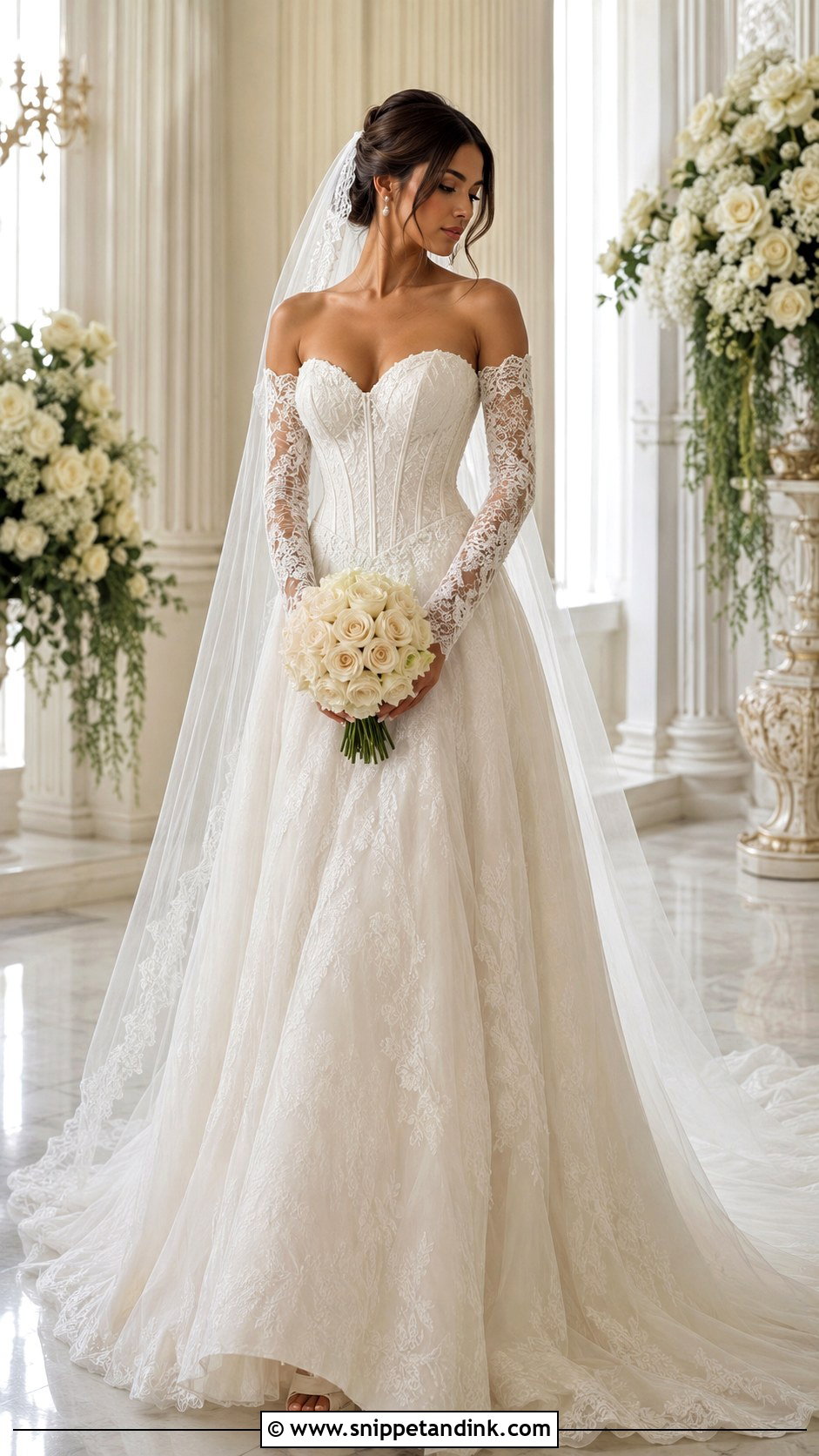Ivory Corset Wedding Dress With Detachable Lace Sleeves - Snippet and Ink - 20 Ivory Wedding Dress with Sleeves