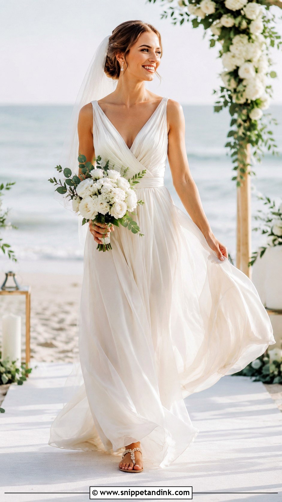 Ivory Cream Chiffon Beach Wedding Dress - Snippet and Ink - 20 Ivory Cream Wedding Dress Ideas