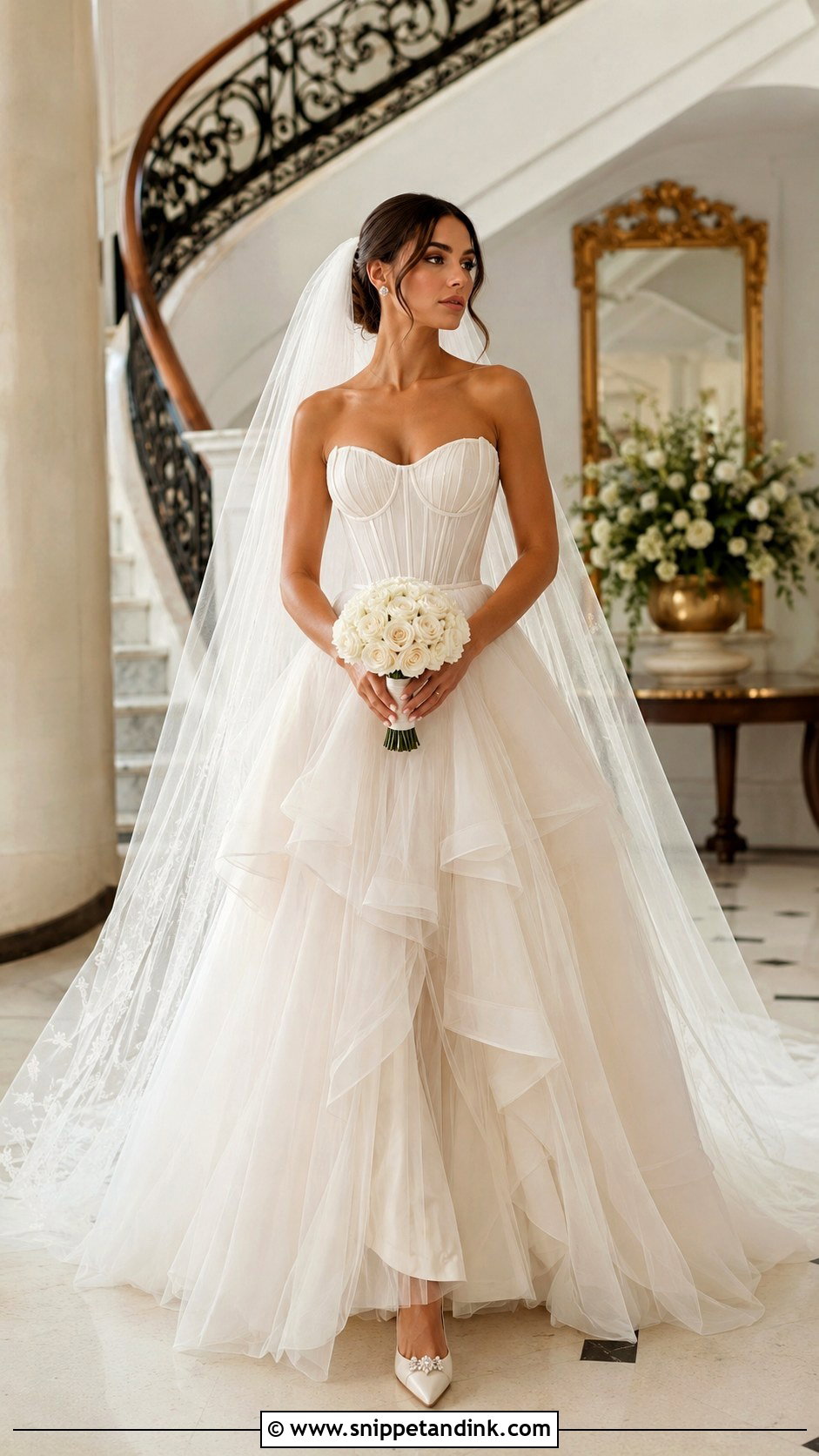 Ivory Cream Corset Tulle Wedding Dress - Snippet and Ink - 20 Ivory Cream Wedding Dress Ideas