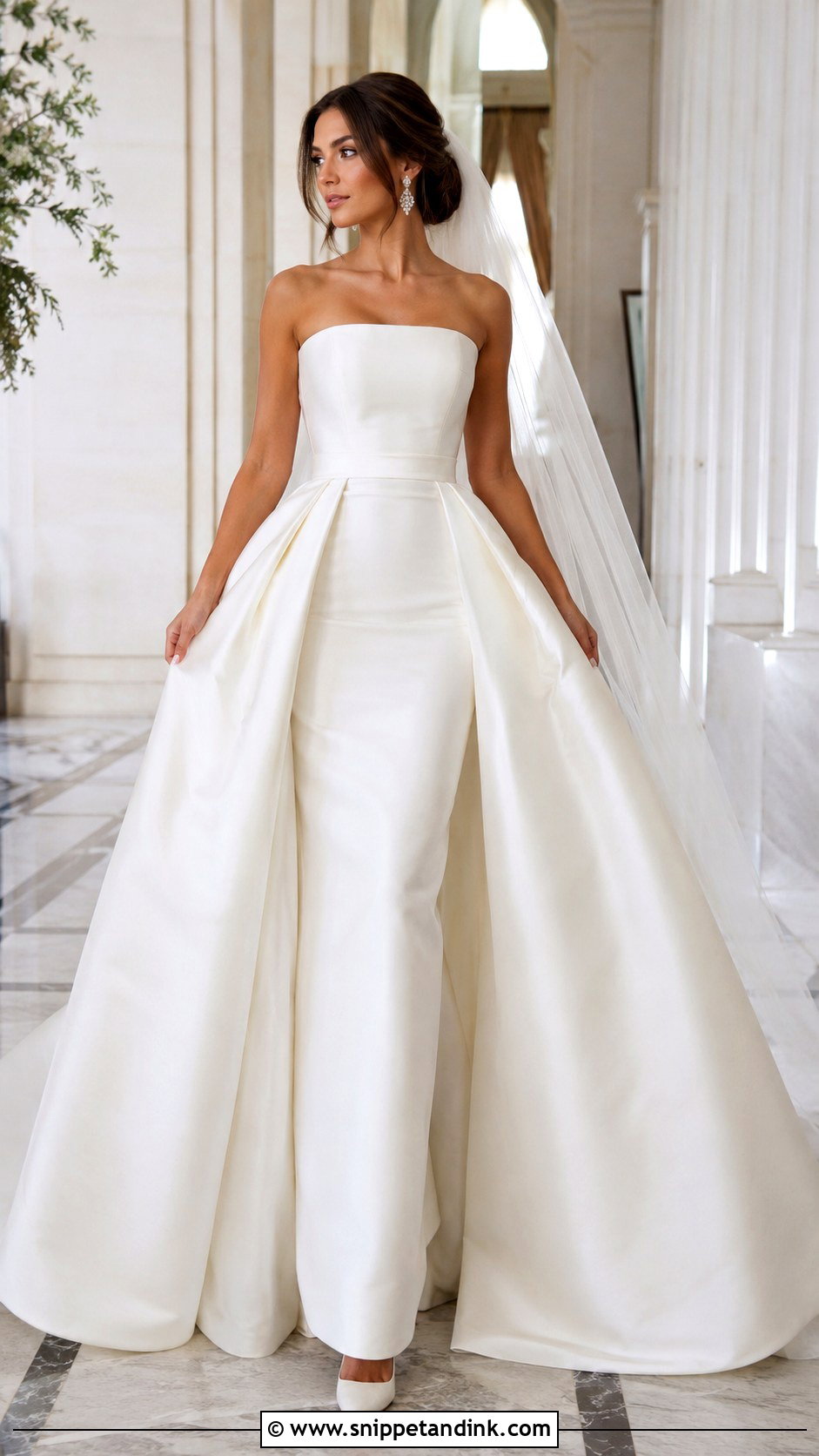 Ivory Cream Detachable Overskirt Wedding Dress - Snippet and Ink - 20 Ivory Cream Wedding Dress Ideas