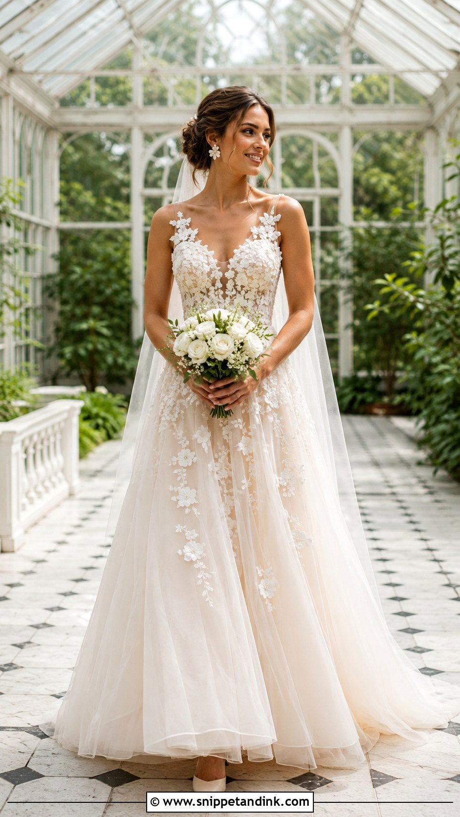 Ivory Cream Floral Applique Wedding Dress - Snippet and Ink - 20 Ivory Cream Wedding Dress Ideas