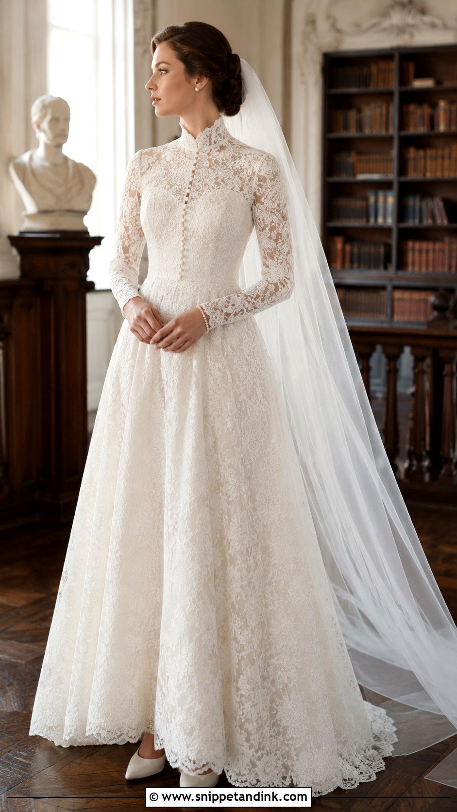 Ivory Cream High Neck Lace Wedding Dress - Snippet and Ink - 20 Ivory Cream Wedding Dress Ideas