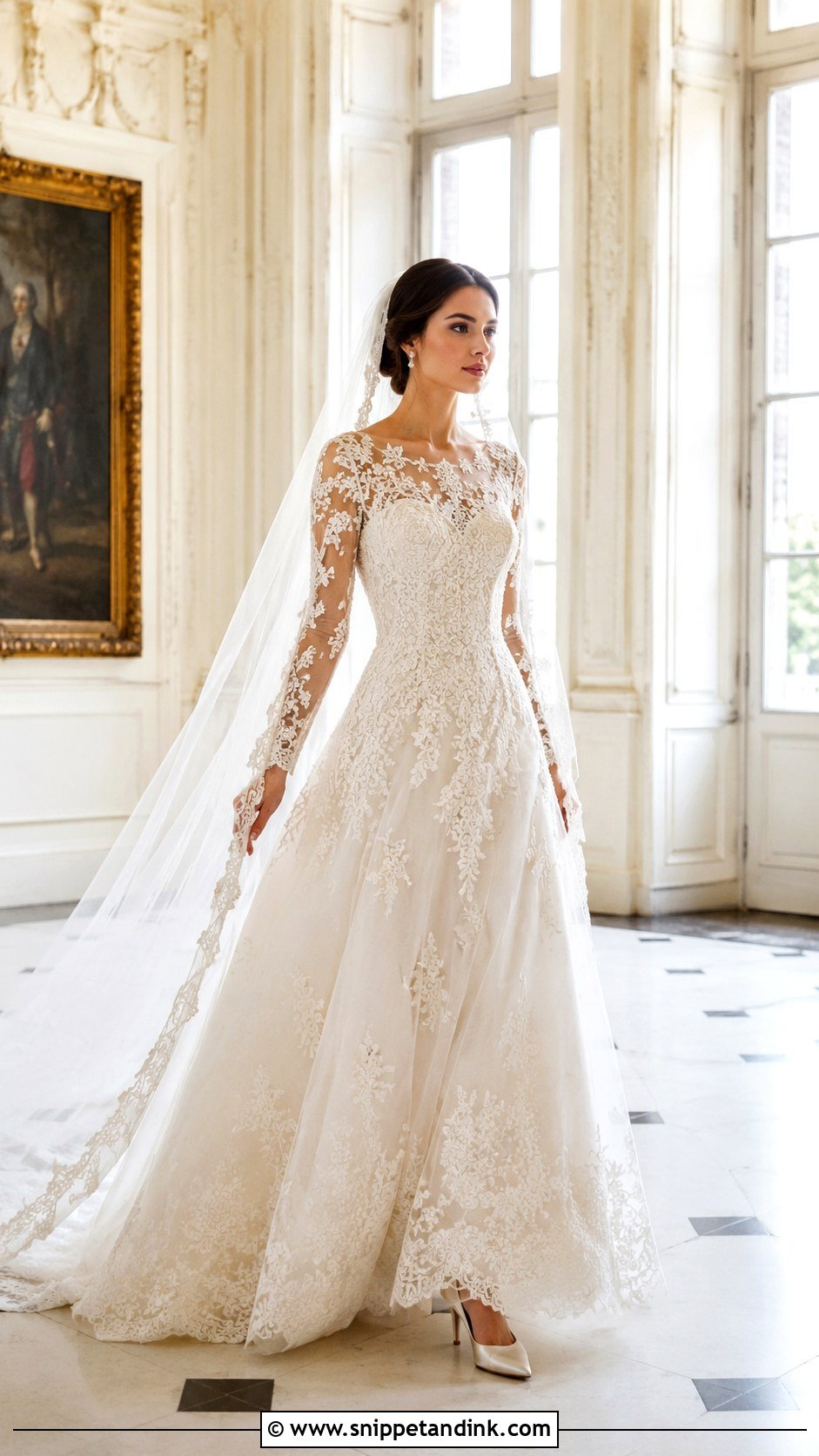 Ivory Cream Long Sleeve Lace Wedding Dress - Snippet and Ink - 20 Ivory Cream Wedding Dress Ideas