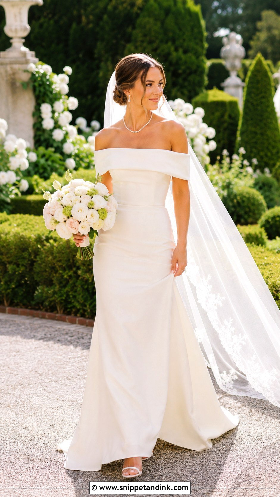 Ivory Cream Off Shoulder Wedding Dress - Snippet and Ink - 20 Ivory Cream Wedding Dress Ideas