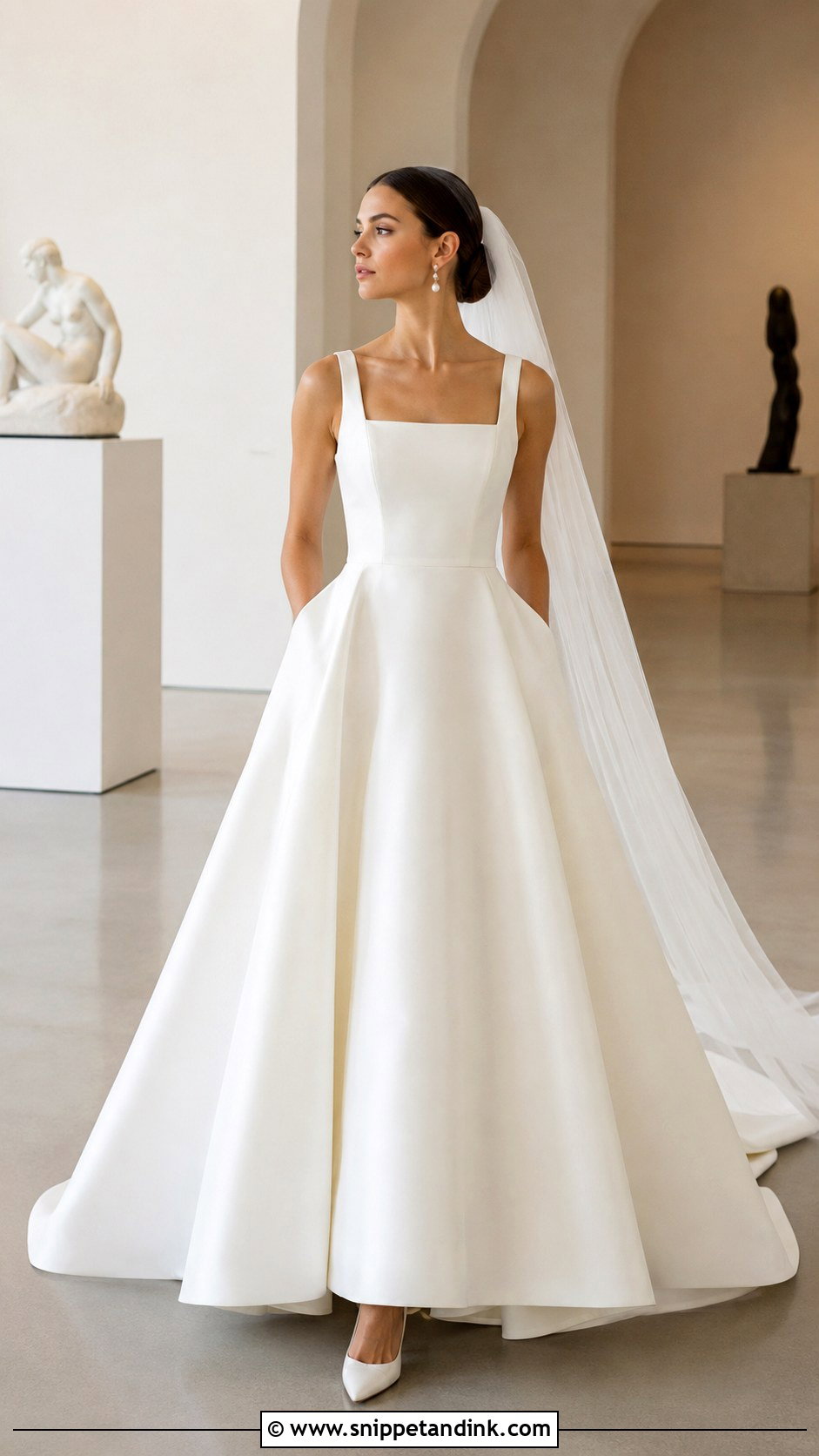 Ivory Cream Square Neck Mikado Wedding Dress - Snippet and Ink - 20 Ivory Cream Wedding Dress Ideas