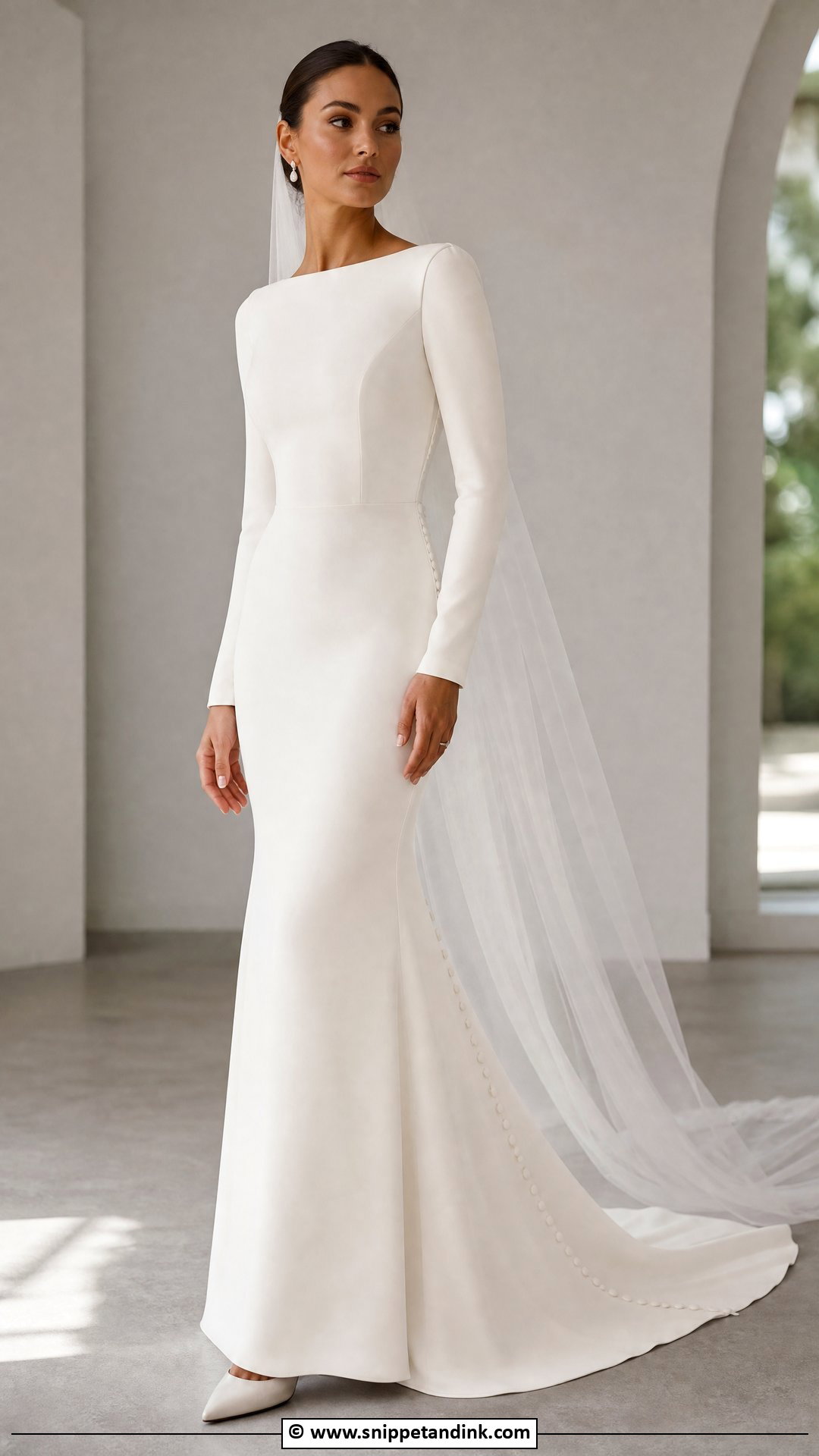 Ivory Crepe Wedding Dress - Snippet and Ink - 35 Ivory Wedding Dress Ideas