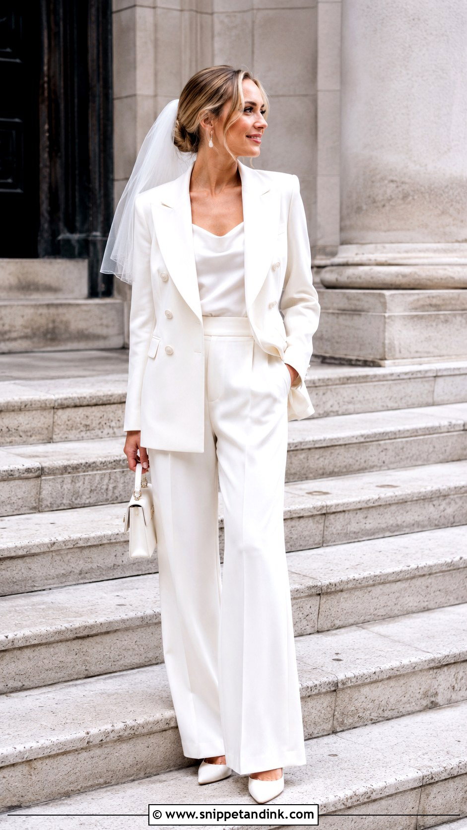 Ivory Double Breasted Civil Wedding Suit - Snippet and Ink - 20 Civil Wedding Suit Brides Ideas