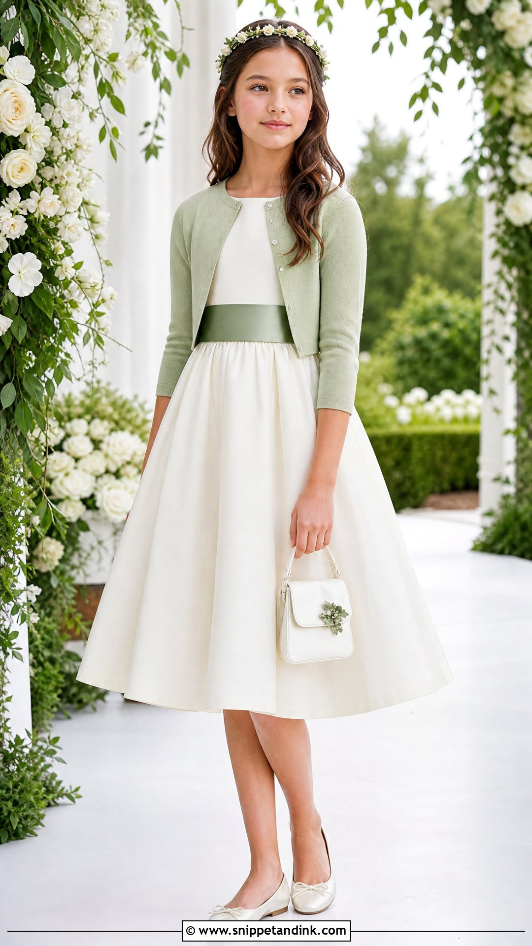 Ivory Dress With Colored Sash - Snippet and Ink - 20 Dress for Girls 10 12 Wedding Ideas