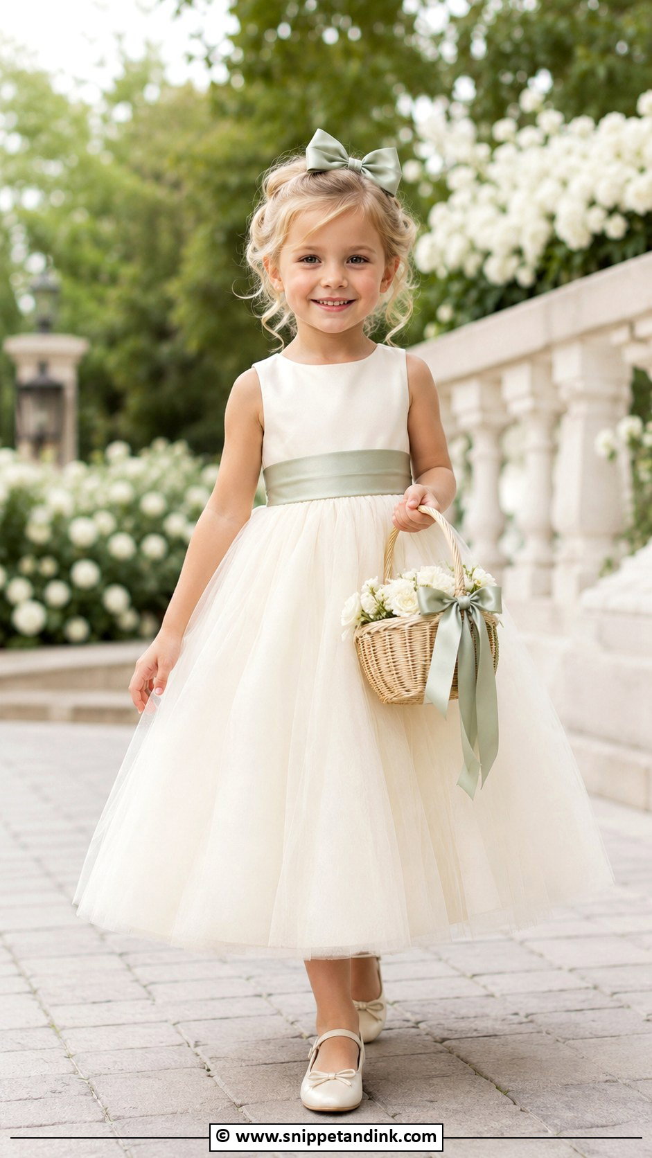 Ivory Dress With Satin Sash - Snippet and Ink - 30 Wedding Dresses for Kids