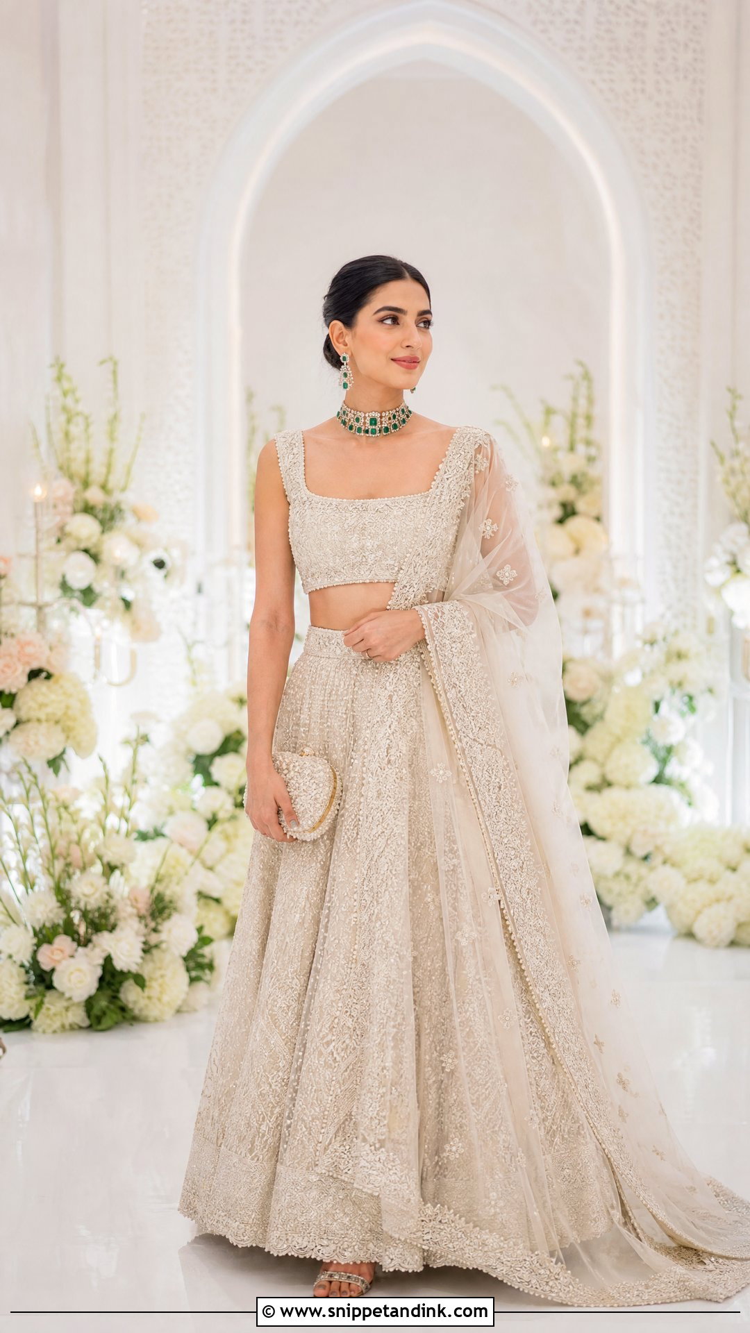 Ivory Embroidered Lehenga Indian Wedding Dress - Snippet and Ink - 20 Indian Wedding Dresses Women