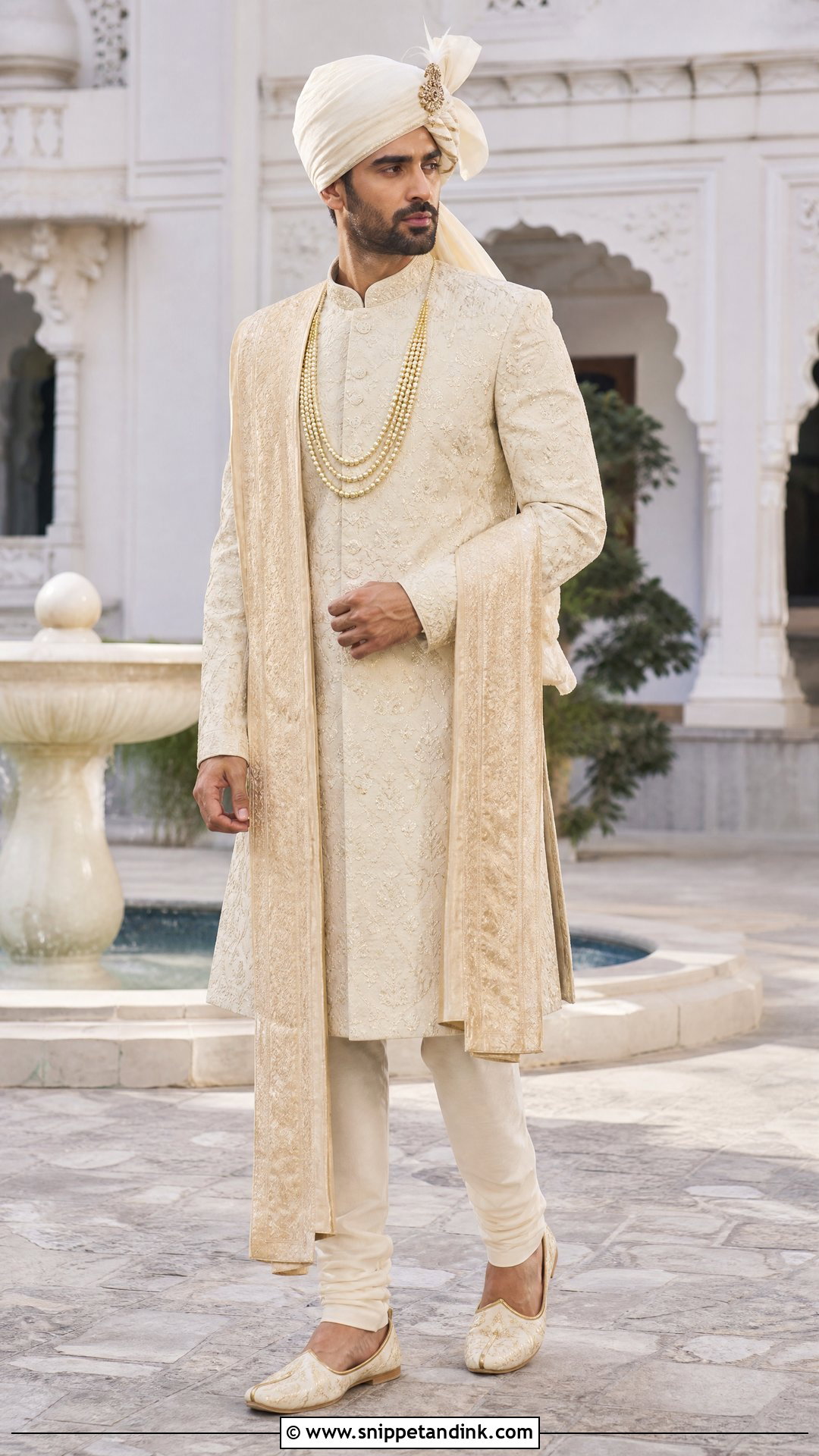 Ivory Embroidered Sherwani - Snippet and Ink - 20 Sherwani for Wedding Ideas