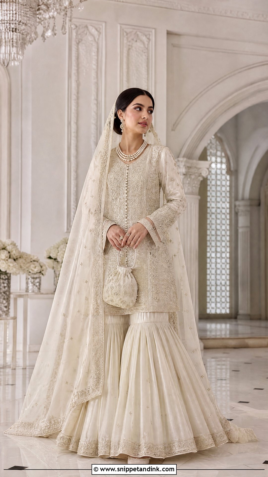 Ivory Farshi Gharara Nikkah Dress - Snippet and Ink - 20 Nikkah Inspo Dresses