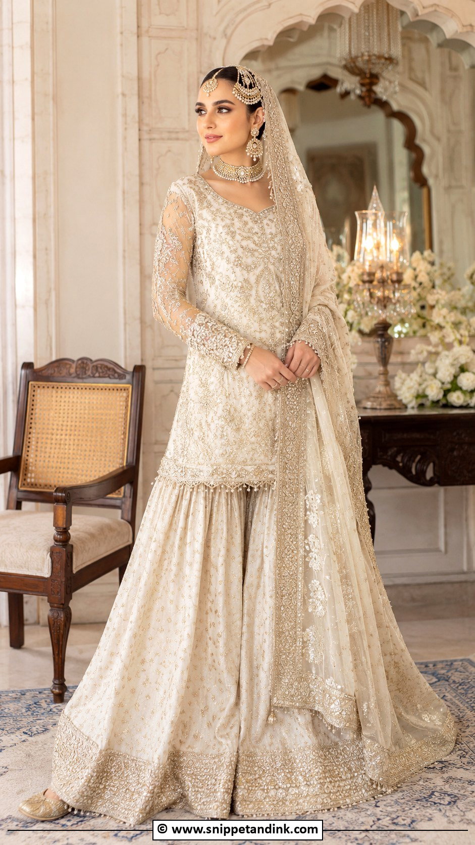 Ivory Farshi Gharara Nikkah Outfit - Snippet and Ink - 30 Pakistani Nikkah Dress Ideas