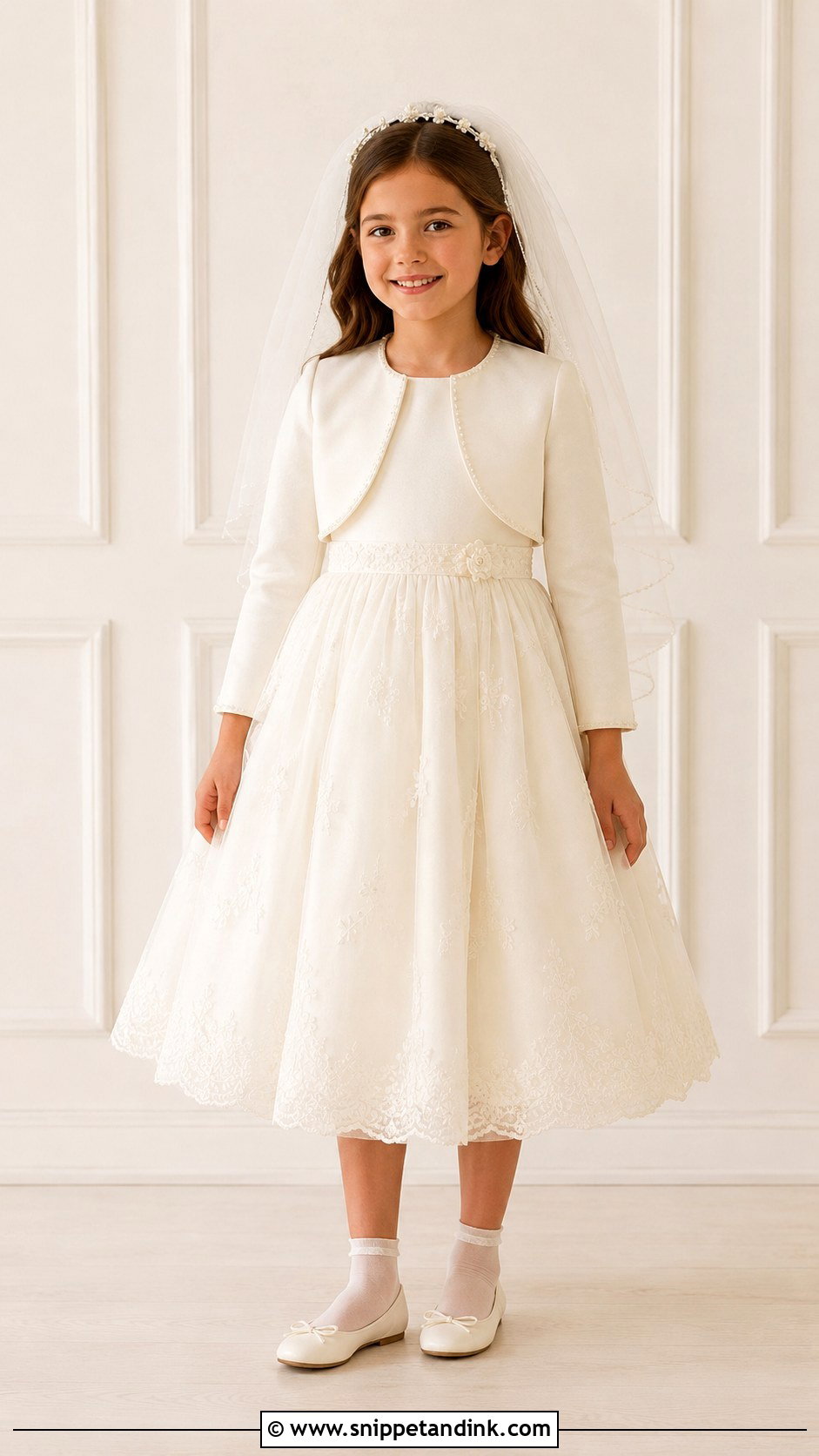 Ivory First Communion Dress With Matching Bolero - Snippet and Ink - 25 First Communion Dresses Catholic Simple