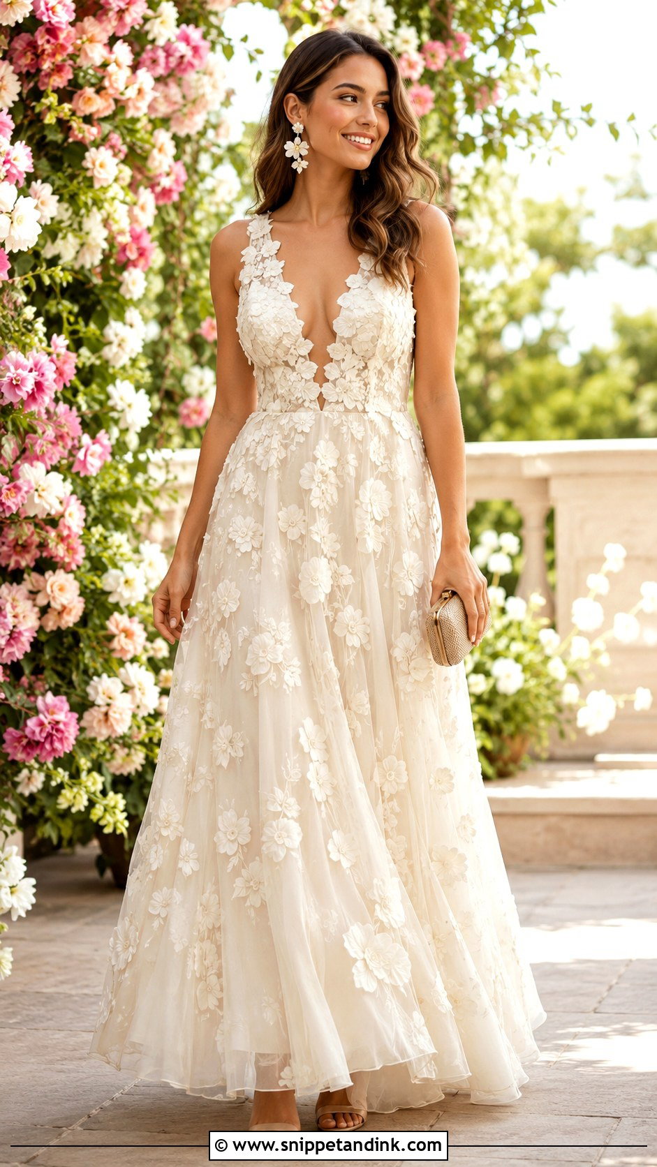Ivory Floral Applique Gown - Snippet and Ink - 25 Ivory Gown Ideas