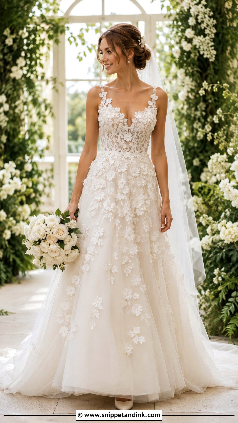 Ivory Floral Applique Wedding Dress - Snippet and Ink - 20 Ivory Wedding Dresses