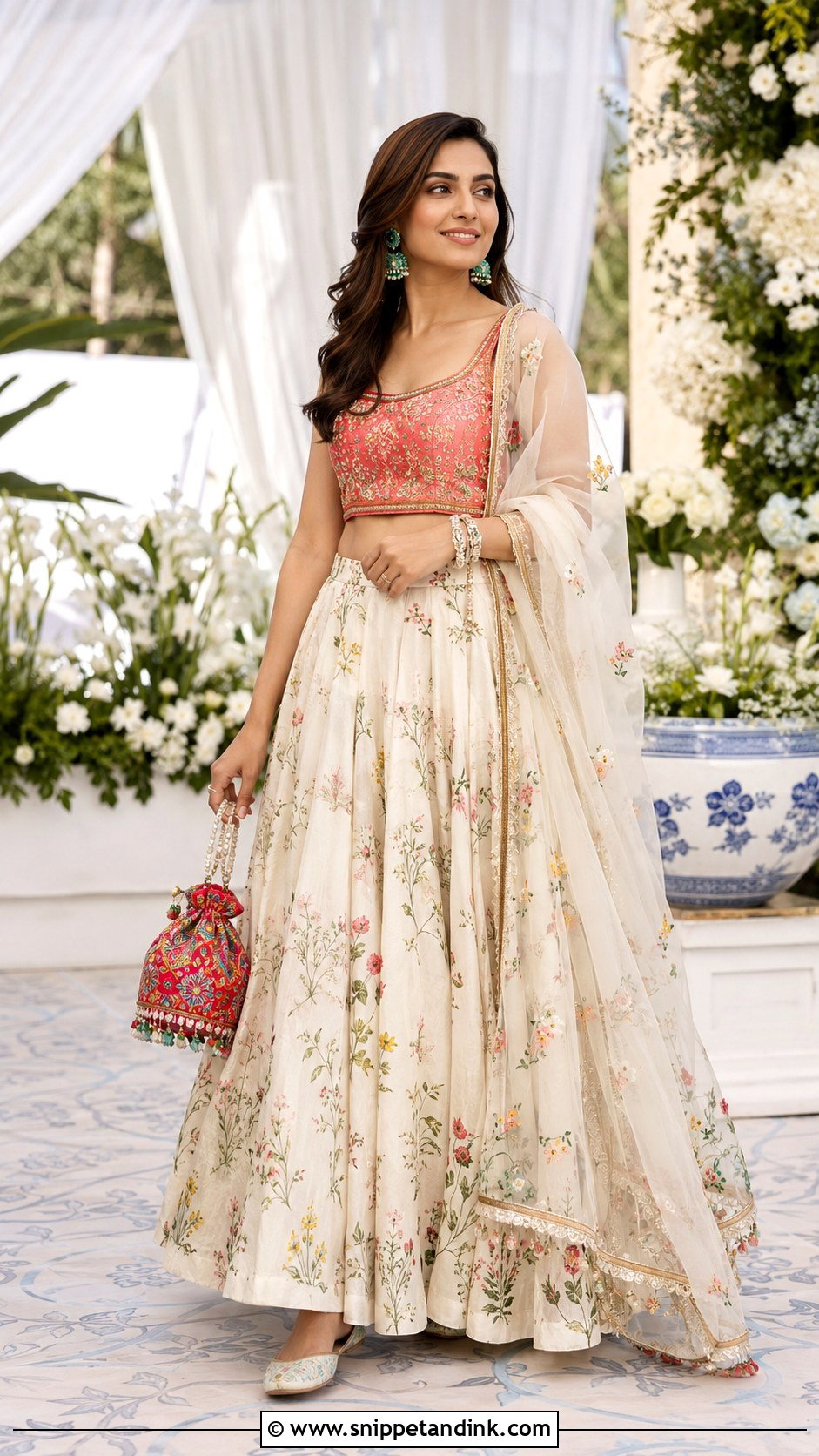 Ivory Floral Mehndi Lehenga - Snippet and Ink - 20 Mehndi Wedding Dress Ideas
