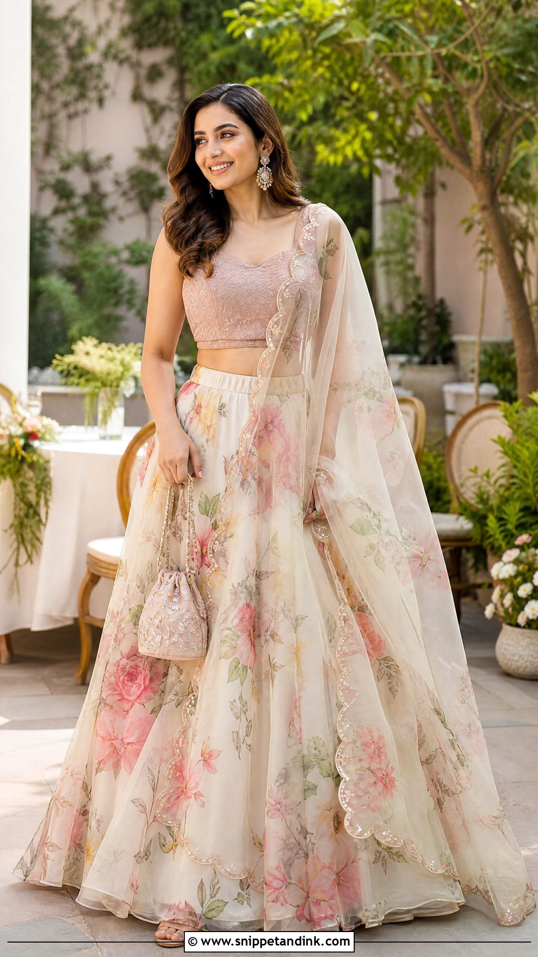 Ivory Floral Party Lehenga - Snippet and Ink - 20 Party Lengha Ideas