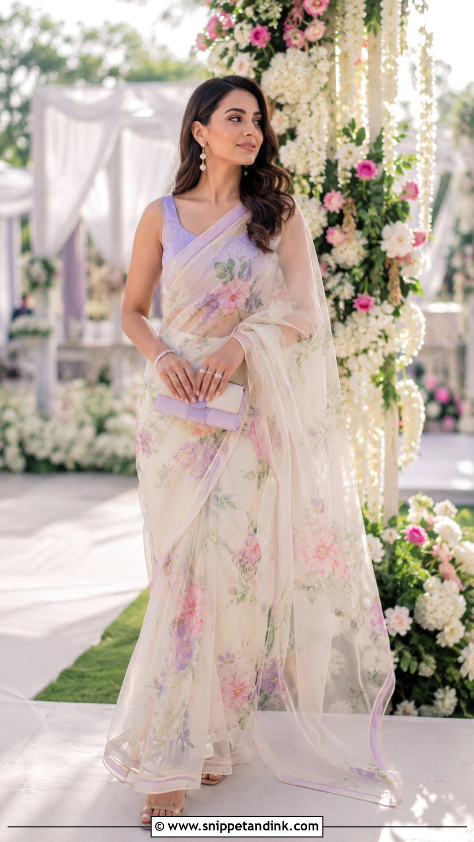 Ivory Floral Sari Pakistani Day Wedding Dress - Snippet and Ink - 20 Pakistani Cousin Wedding Dress Ideas