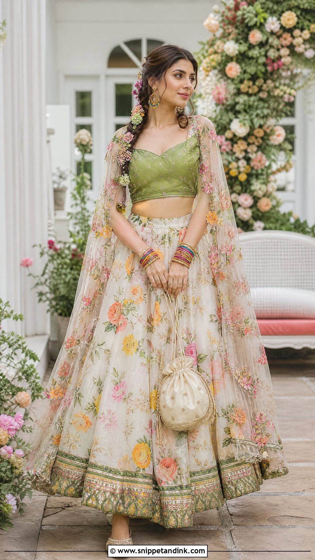 Ivory Floral Skirt Set for Mehndi - Snippet and Ink - 25 Dresses for Mehndi Function