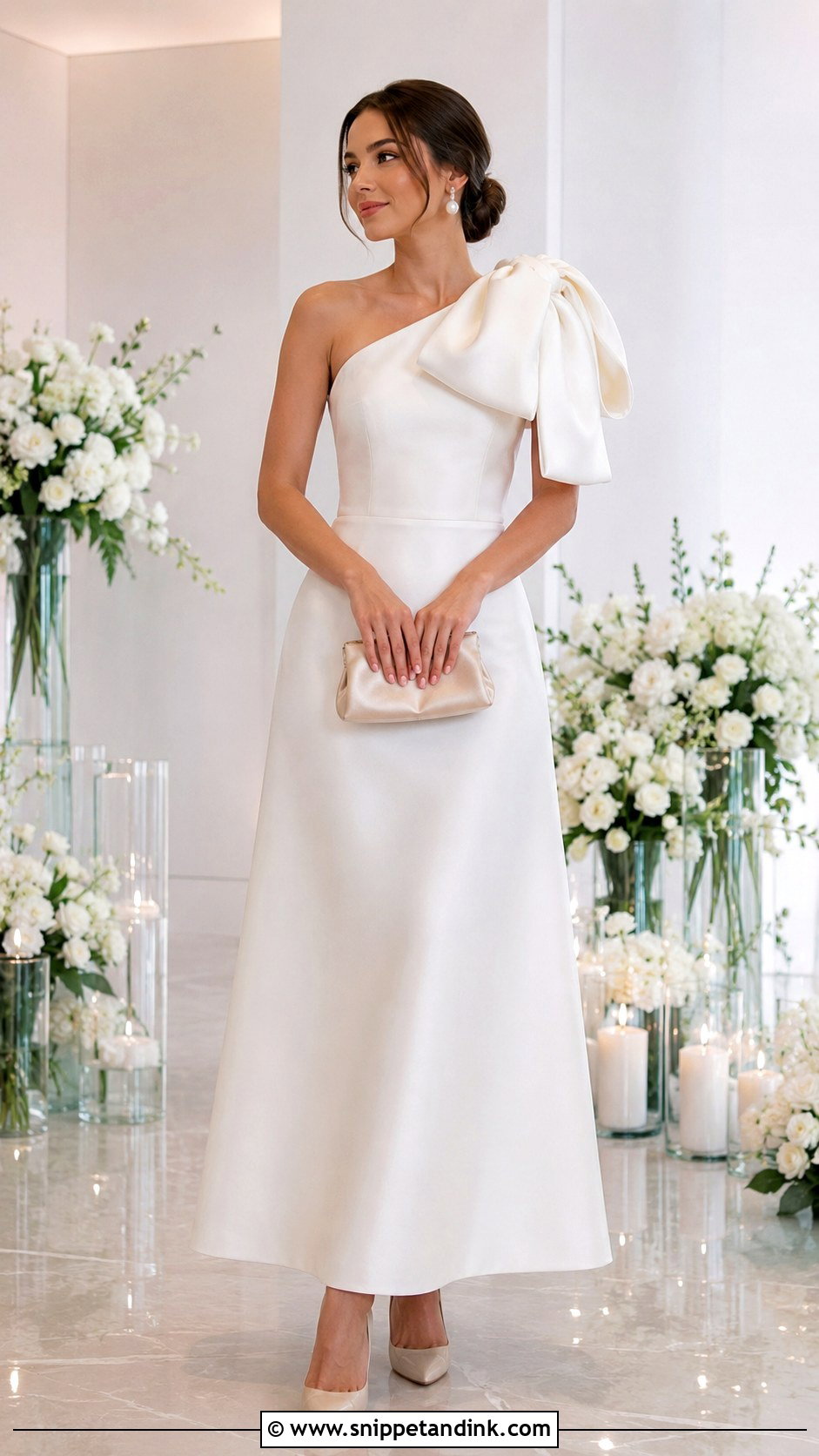 Ivory Gazar Gown With Oversized Bow - Snippet and Ink - 20 Gazar Gown Ideas