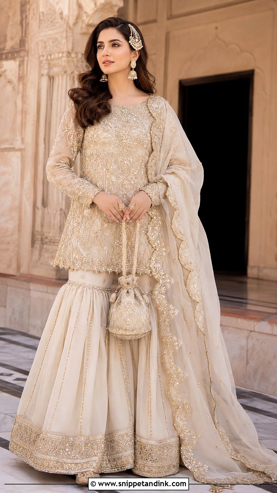 Ivory Gharara Mangni Dress - Snippet and Ink - 20 Mangni Dress Pakistani Bridal Ideas