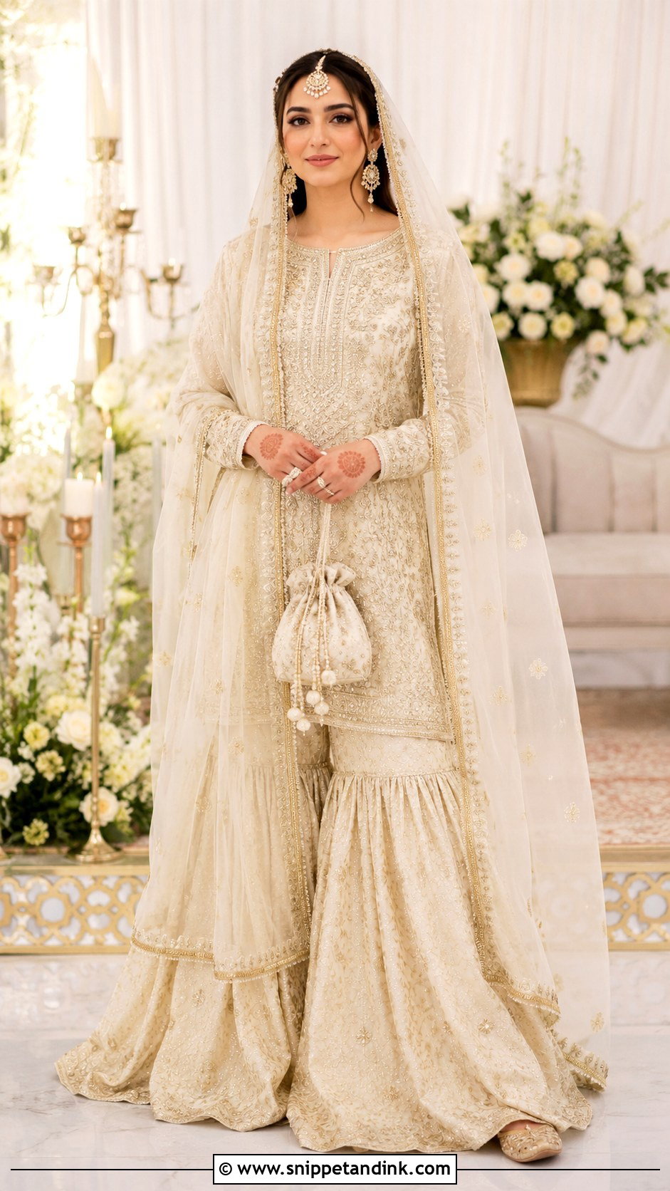 Ivory Gharara Nikah Dress - Snippet and Ink - 20 Nikah Dress for Bride Ideas