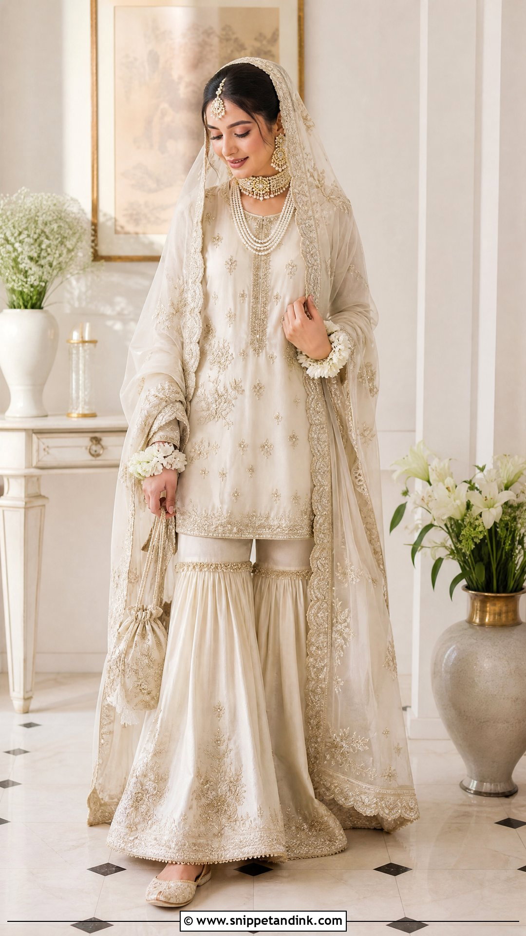 Ivory Gharara Nikkah Bridal Dress - Snippet and Ink - 20 Nikkah Bridal Dress Ideas