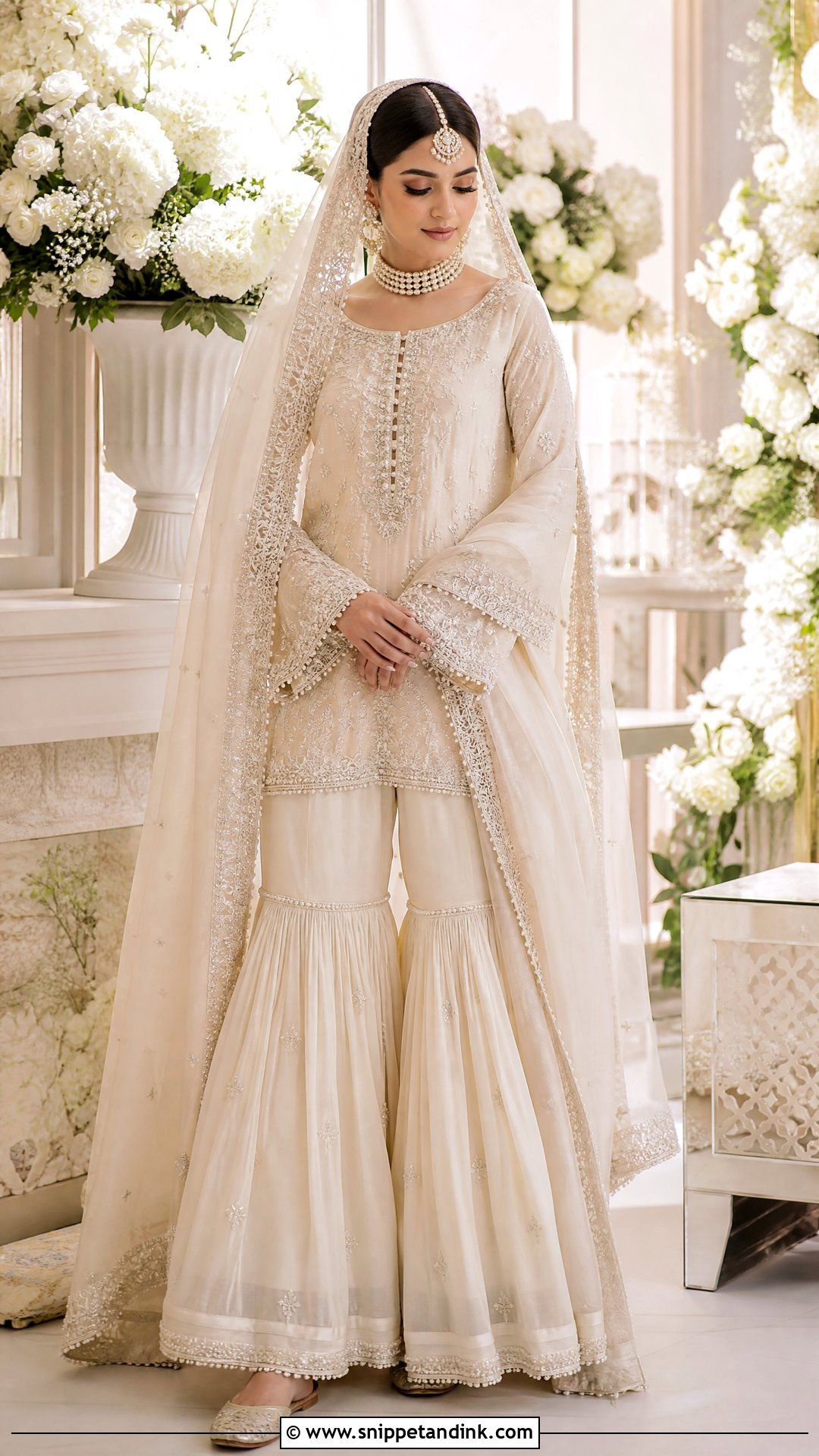 Ivory Gharara Nikkah Bride Outfit - Snippet and Ink - 20 Nikkah Bride Outfit Ideas