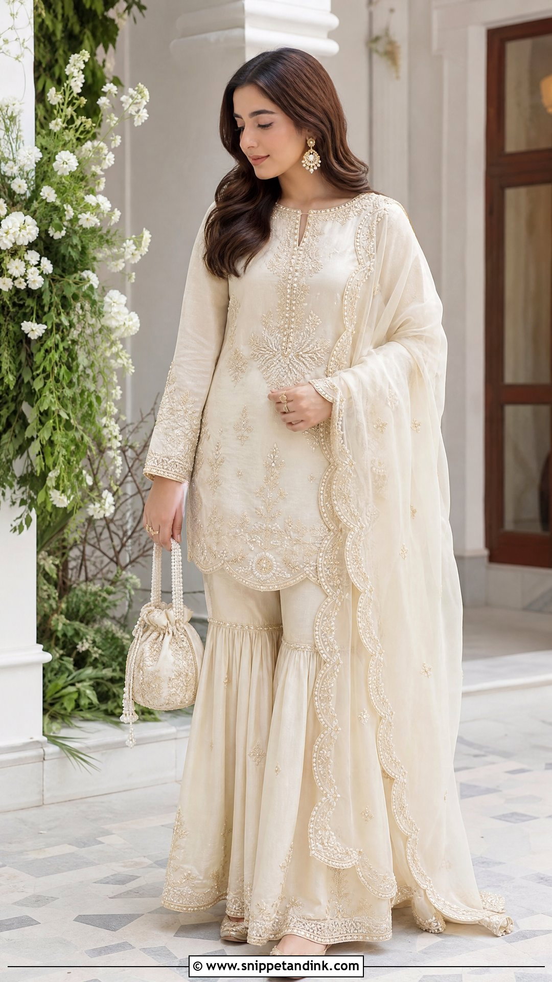 Ivory Gharara Pakistani Wedding Suit - Snippet and Ink - 20 Pakistani Wedding Suits