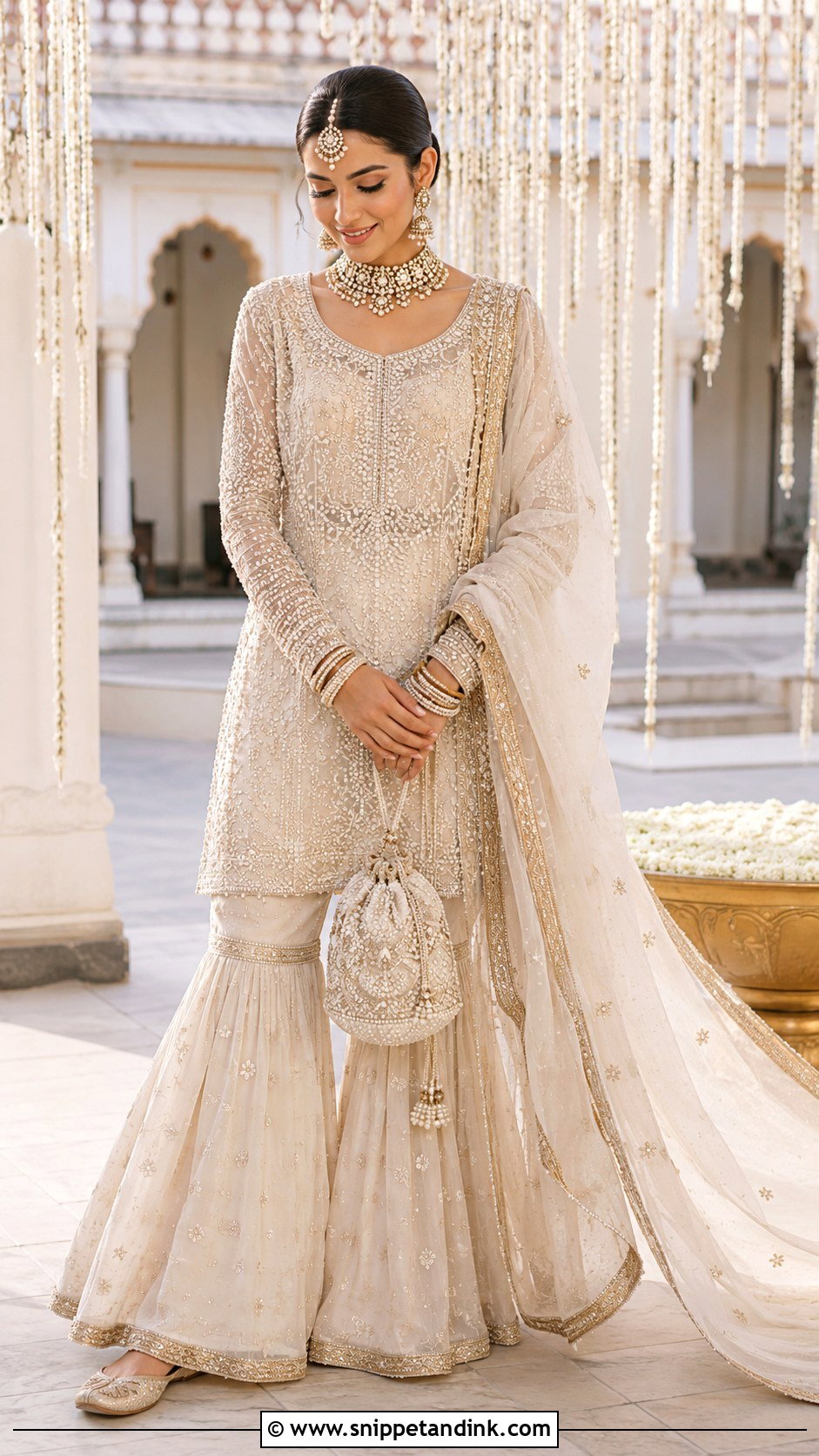 Ivory Gharara Punjabi Bridal Suit - Snippet and Ink - 20 Indian Punjabi Bridal Suits