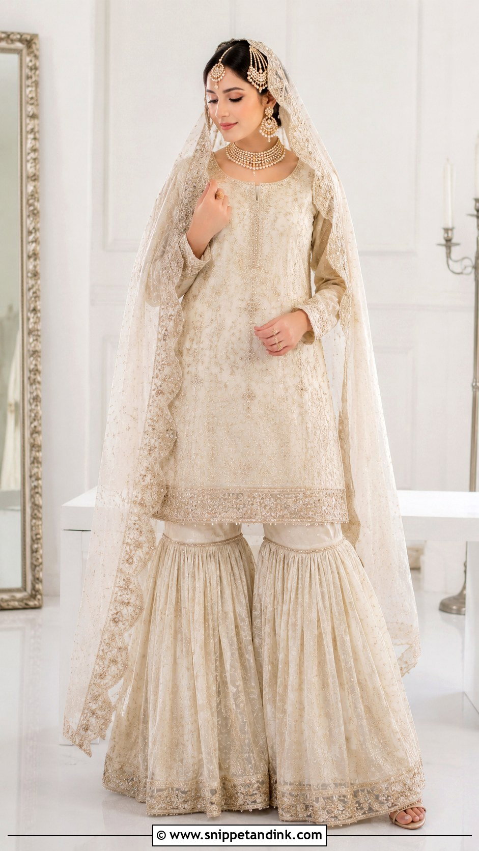 Ivory Gharara Wedding Dress - Snippet and Ink - 30 Indian Muslim Wedding Dresses