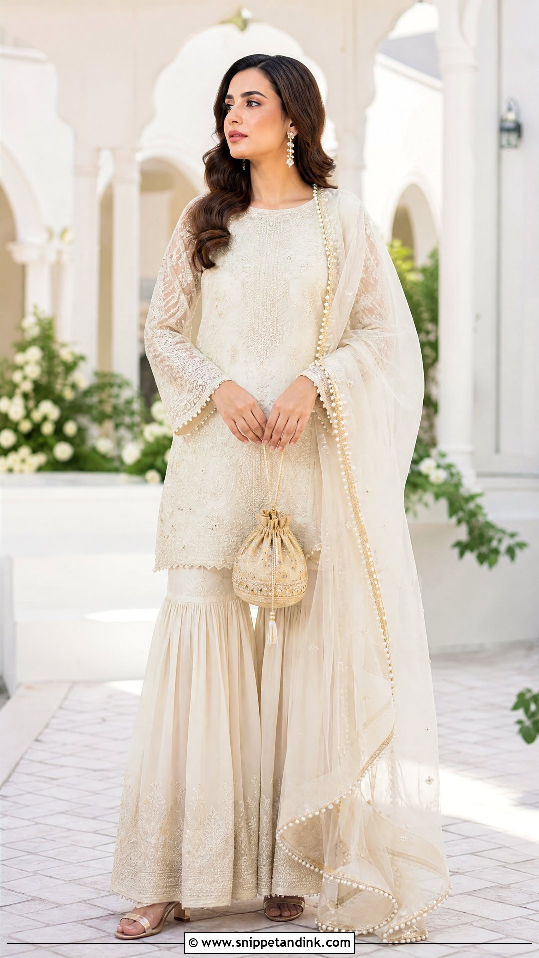 Ivory Gharara Wedding Shalwar - Snippet and Ink - 20 Wedding Shalwar Design for Women Ideas