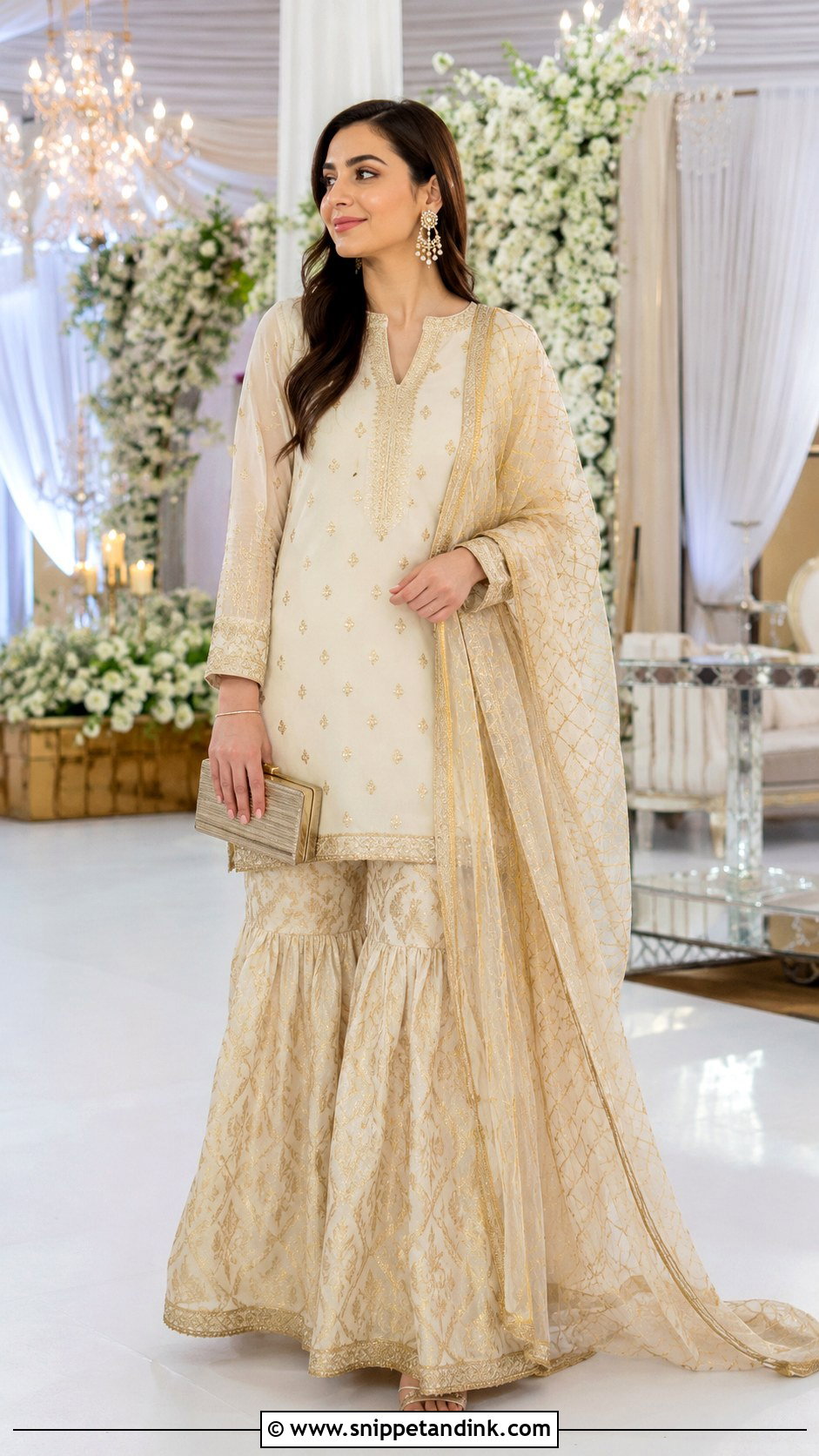 Ivory Gold Banaras Sharara Set - Snippet and Ink - 20 Banaras Sharara Designs