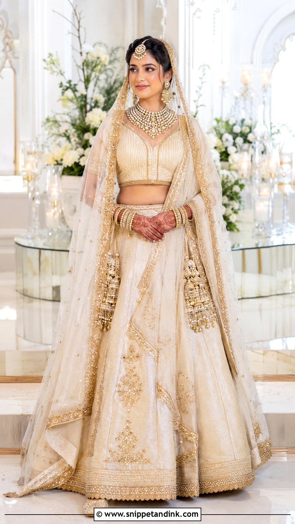 Ivory Gold Bridal Chaniya Choli - Snippet and Ink - 20 Bridal Chaniya Choli Ideas
