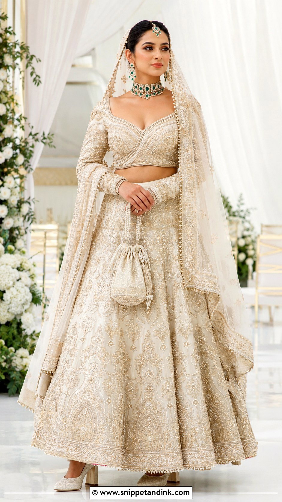 Ivory Gold Bridal Lehenga - Snippet and Ink - 20 Indian Bridal Wear Ideas