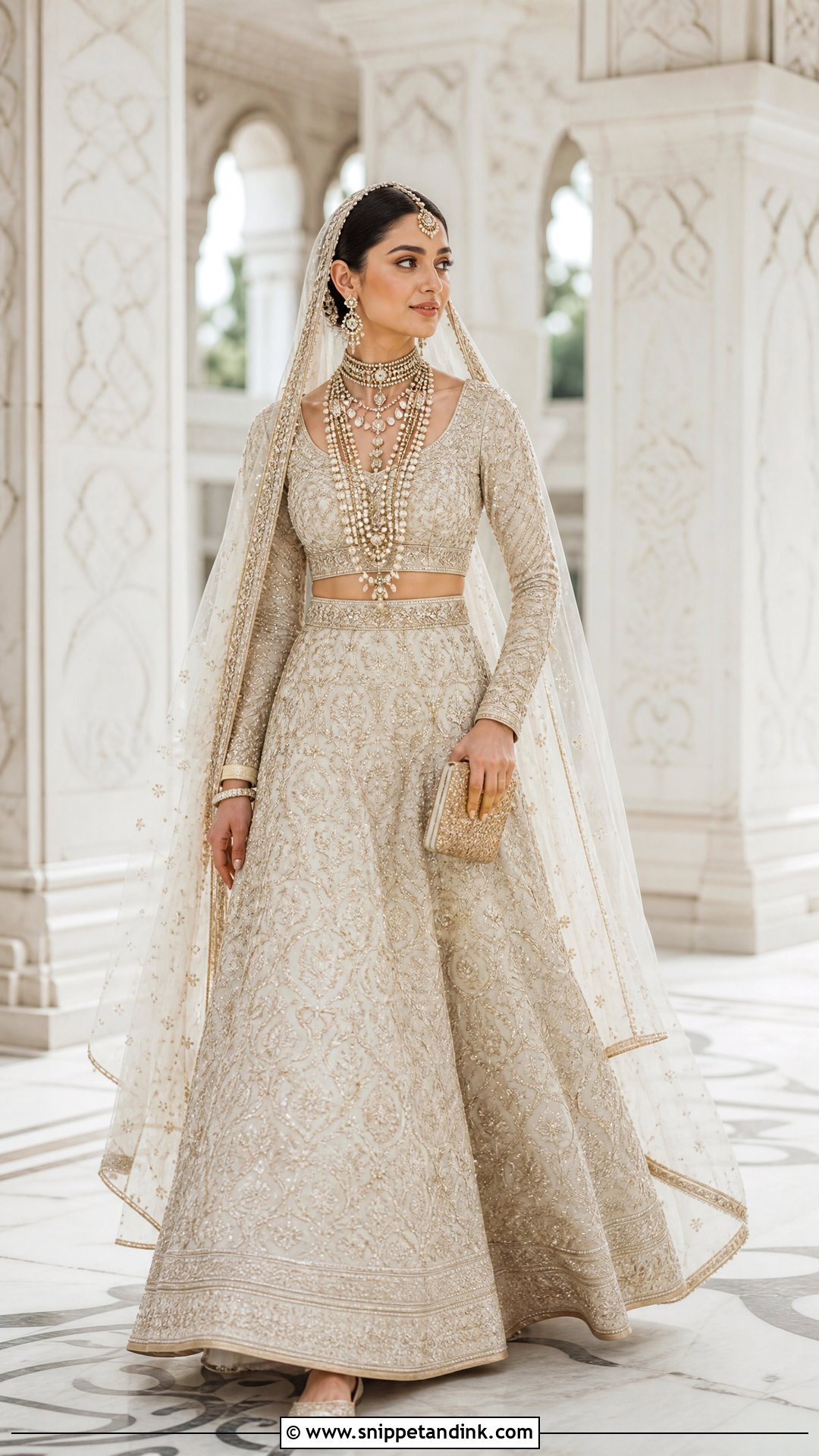 Ivory Gold Bridal Lehenga - Snippet and Ink - 25 Royal Indian Brides Ideas