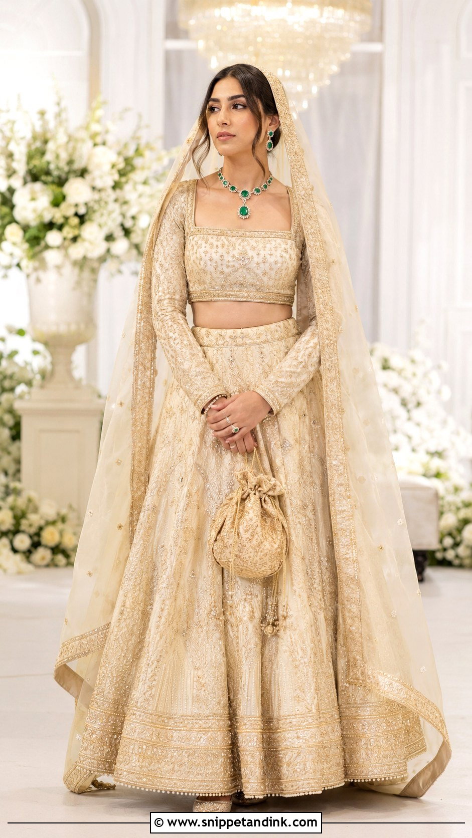 Ivory Gold Bridal Lehenga - Snippet and Ink - 20 Bride Lahenga Design Ideas