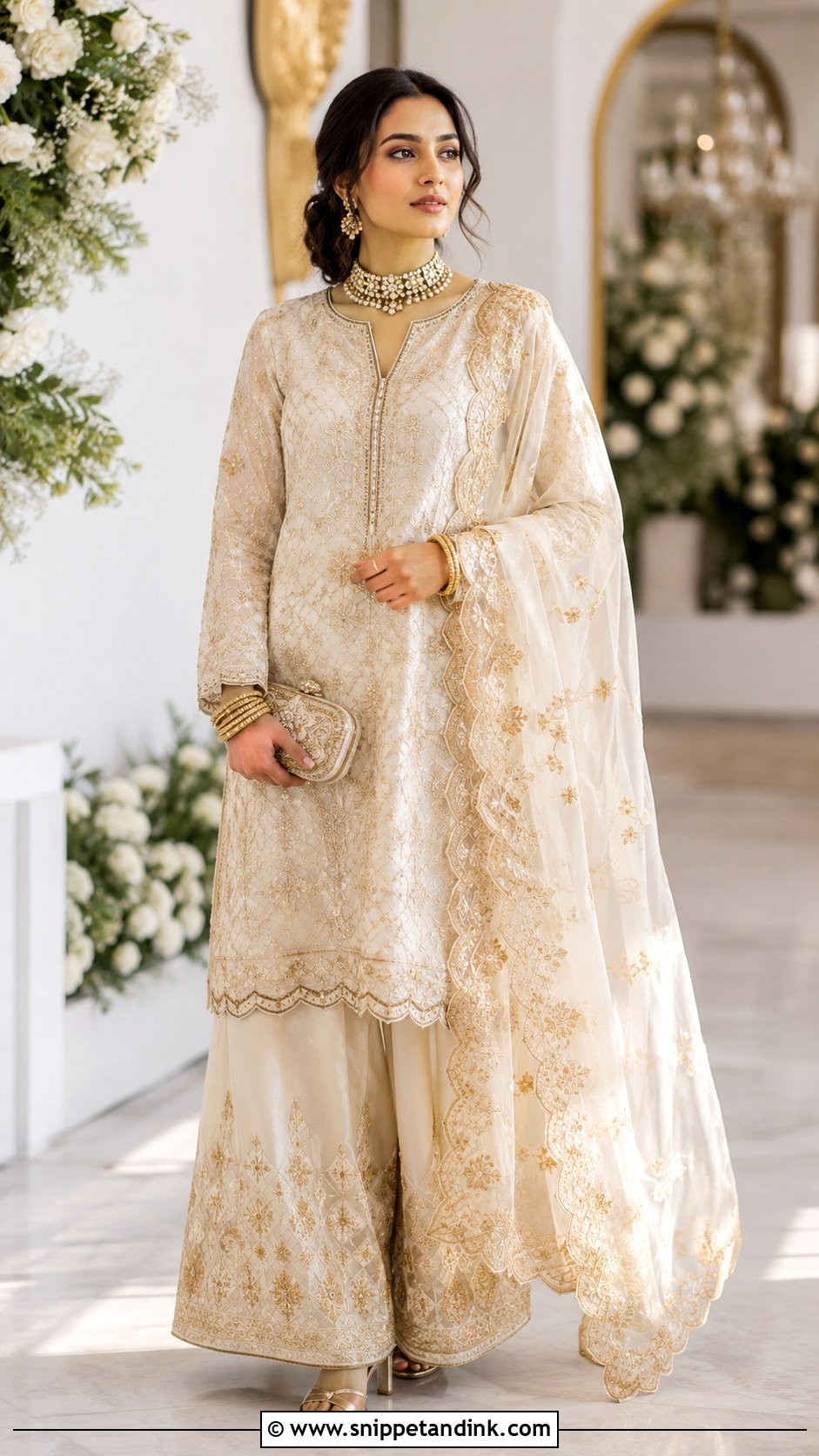 Ivory Gold Bridal Palazzo Salwar Suit - Snippet and Ink - 20 Bridal Salwar Suits