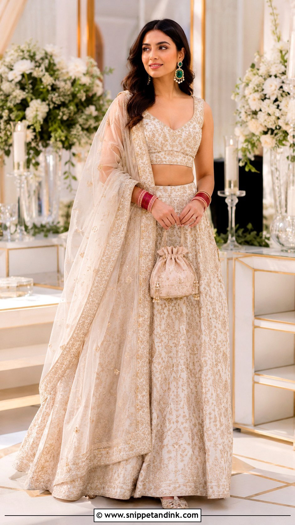 Ivory Gold Bride Sister Lehenga - Snippet and Ink - 20 Lengha for Bride Sister Ideas
