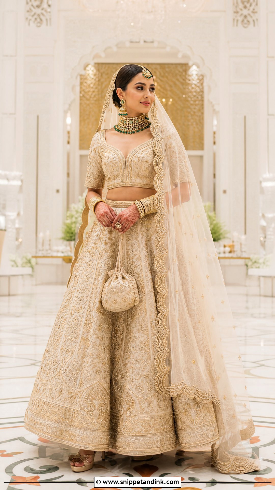 Ivory Gold Indian Bridal Lehenga - Snippet and Ink - 20 Indian Bridal Wedding Dresses